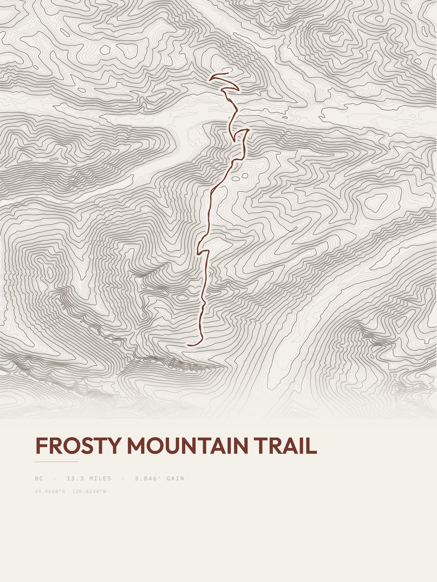 Frosty Mountain Trail topographic trail print