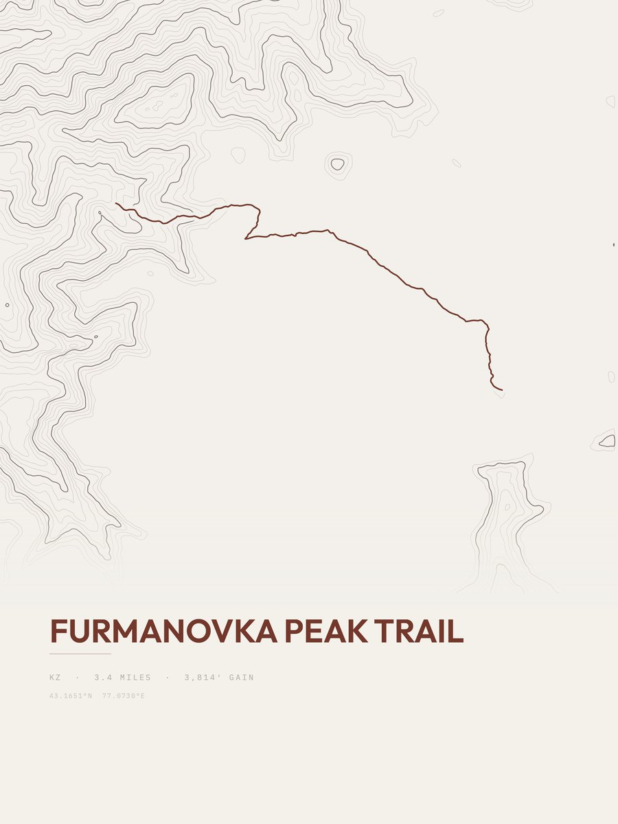 Furmanovka Peak Trail topographic trail print