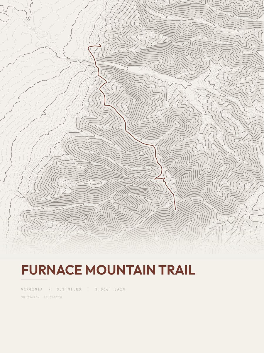 Furnace Mountain Trail topographic trail print