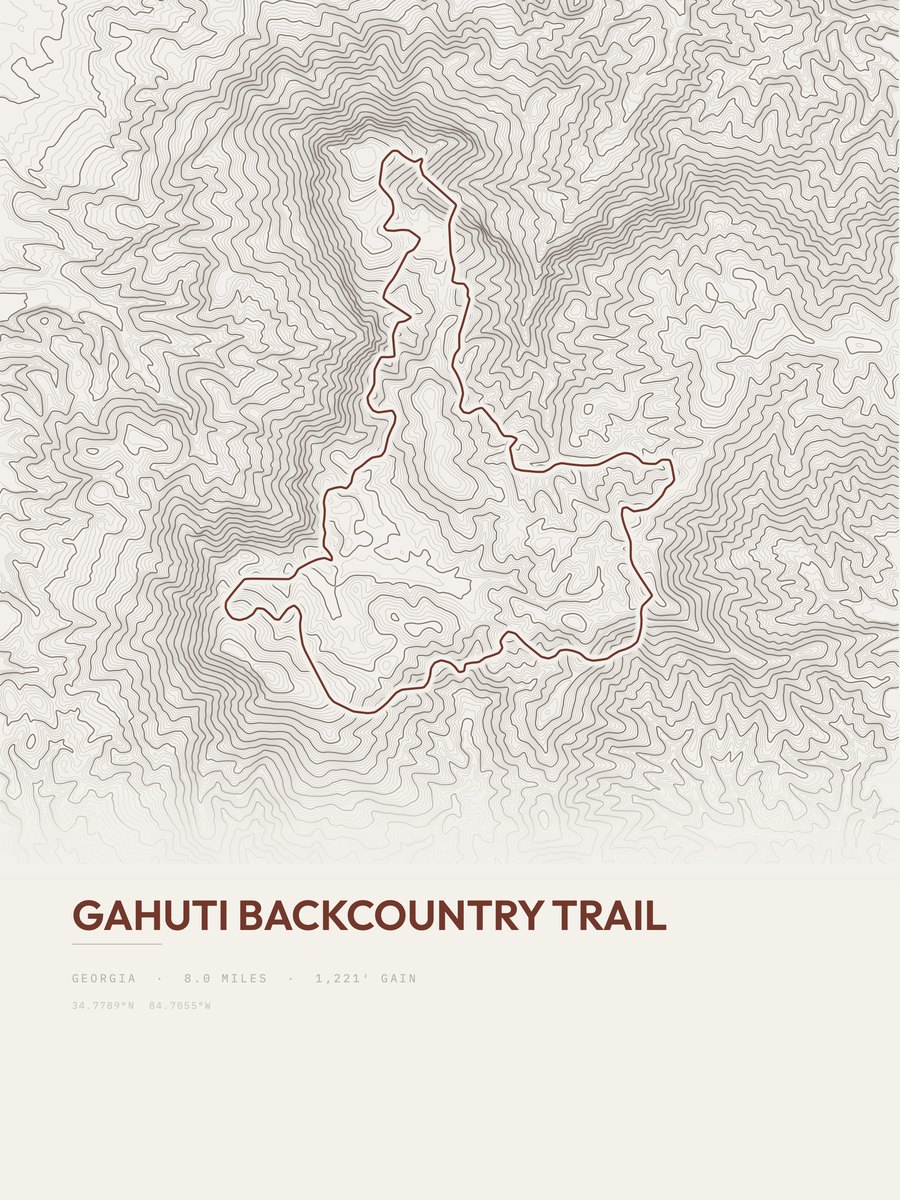 Gahuti Backcountry Trail Topographic print
