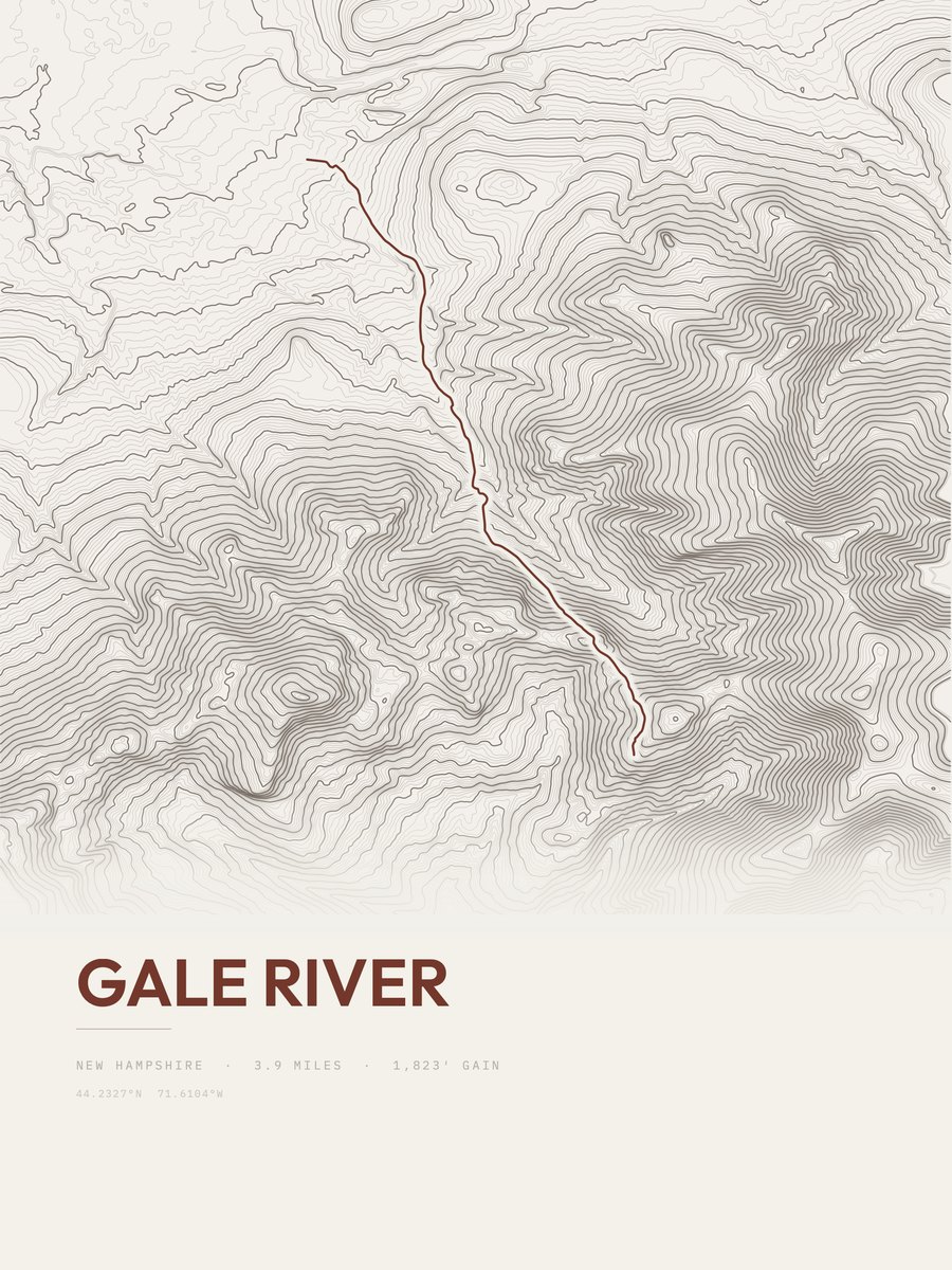 Gale River topographic trail print