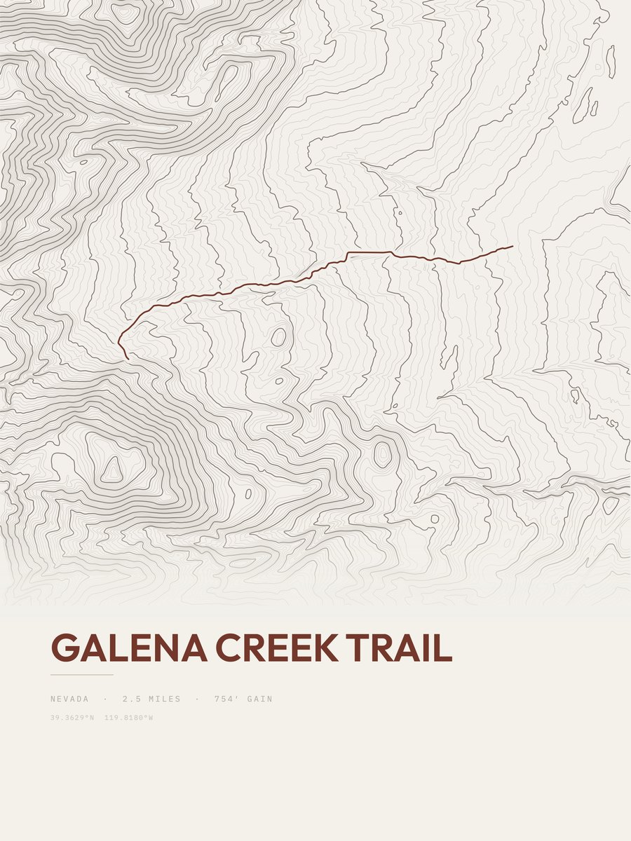 Galena Creek Trail topographic trail print