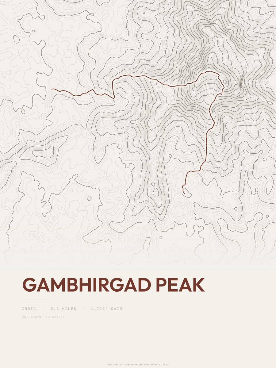 Gambhirgad peak topographic trail print