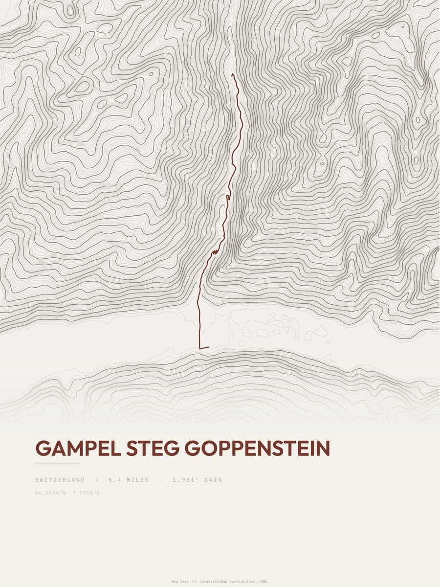 Gampel Steg Goppenstein Topographic print