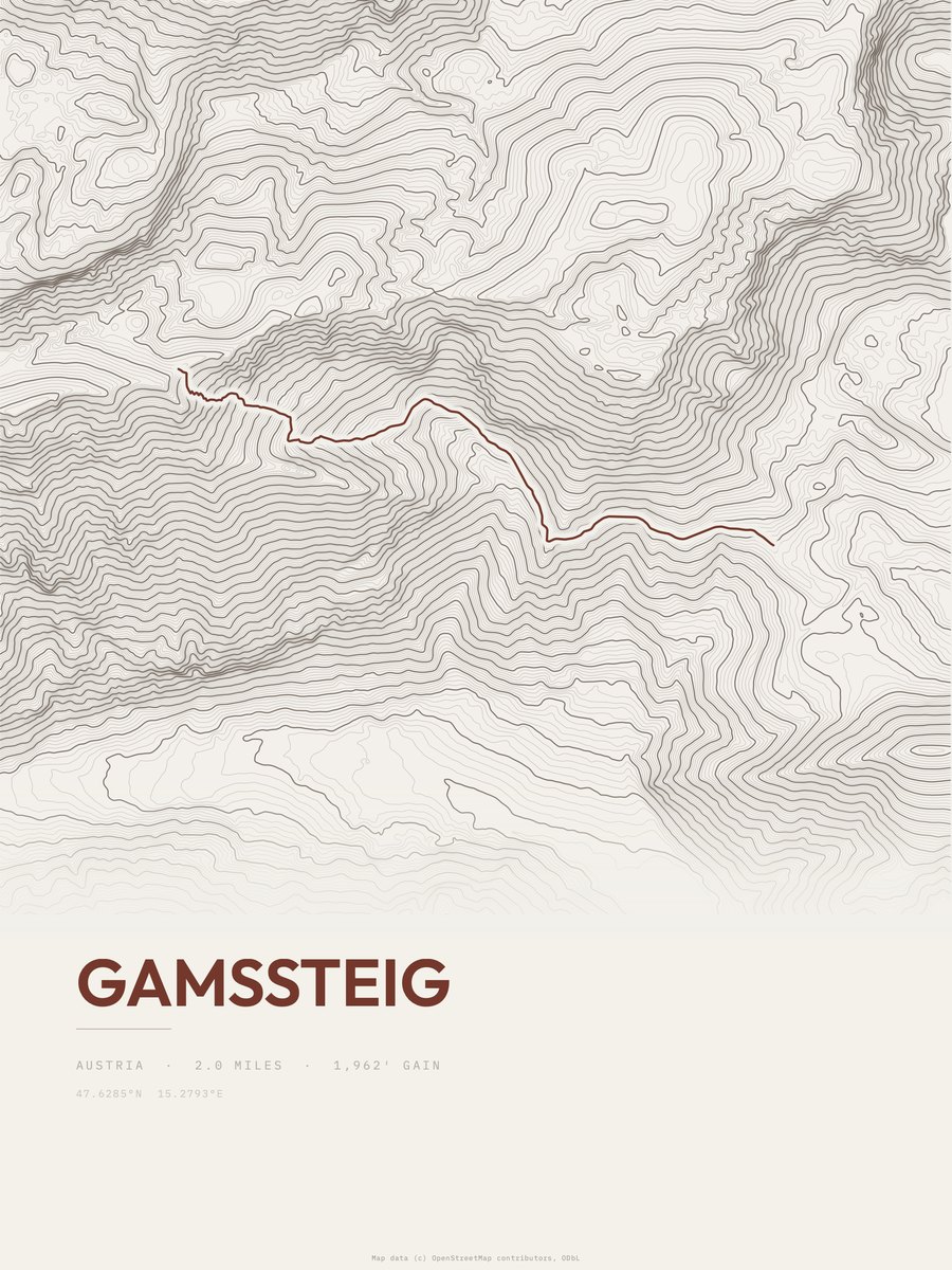 Gamssteig Topographic print