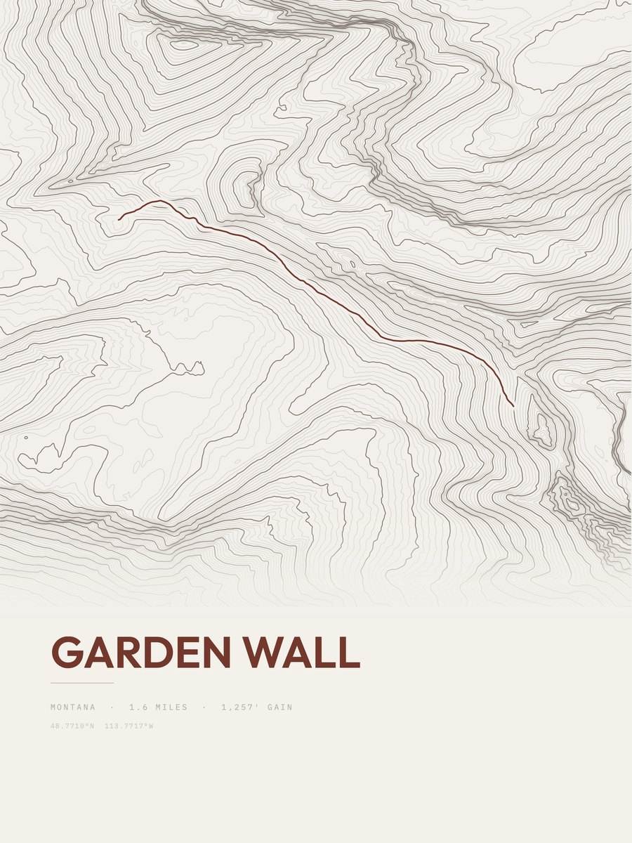 Garden Wall topographic trail print