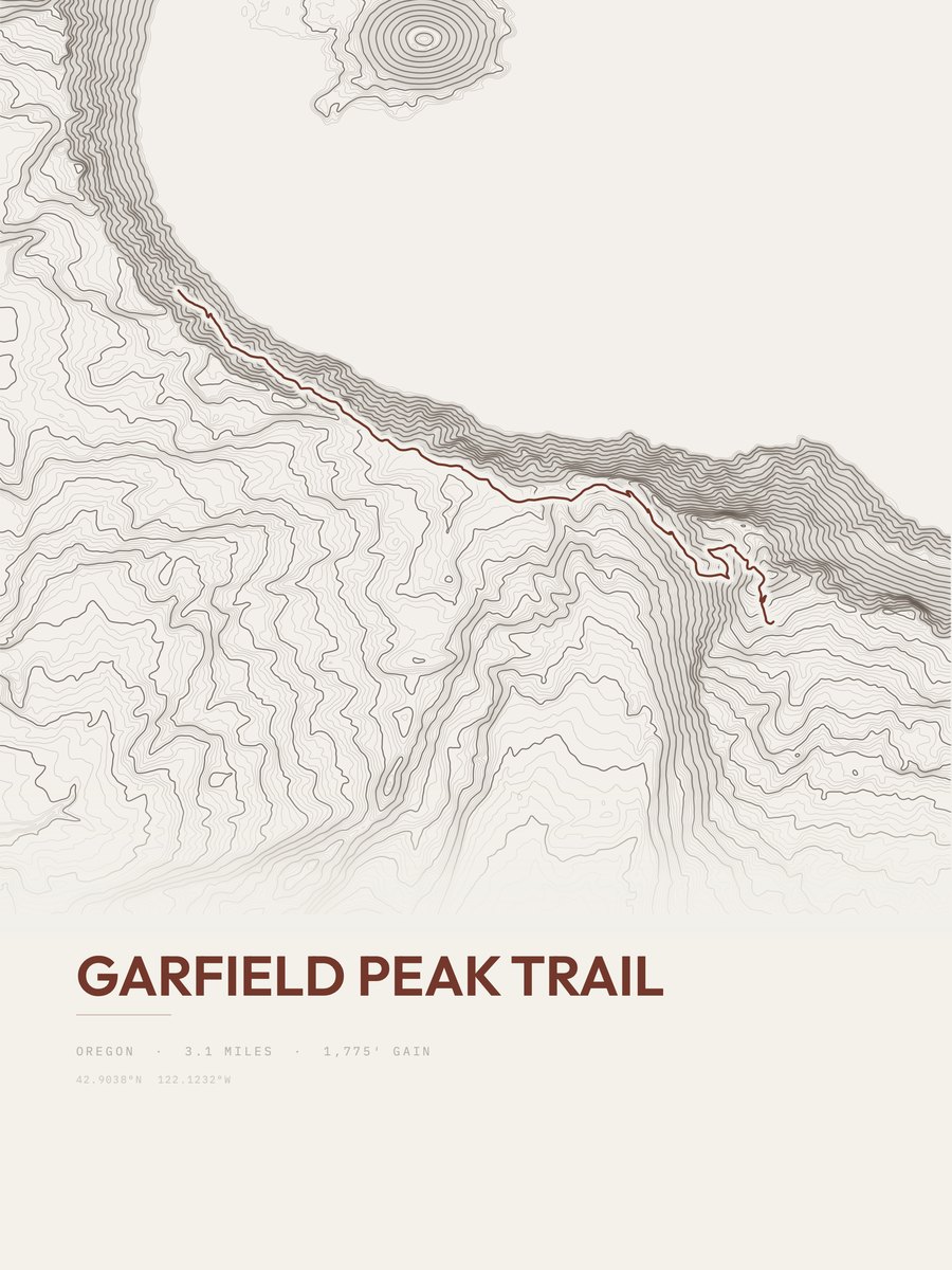 Garfield Peak Trail topographic trail print