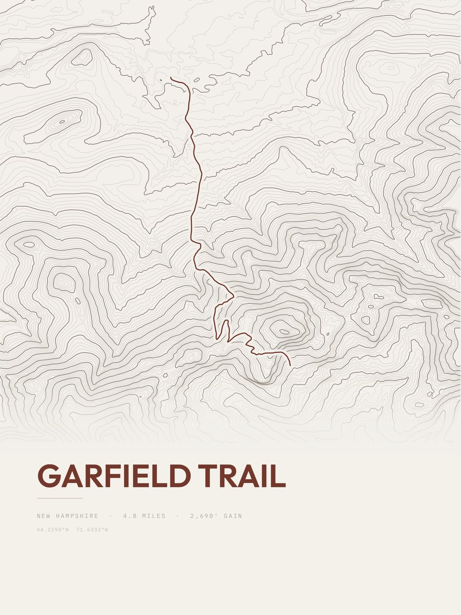 Garfield Trail topographic trail print