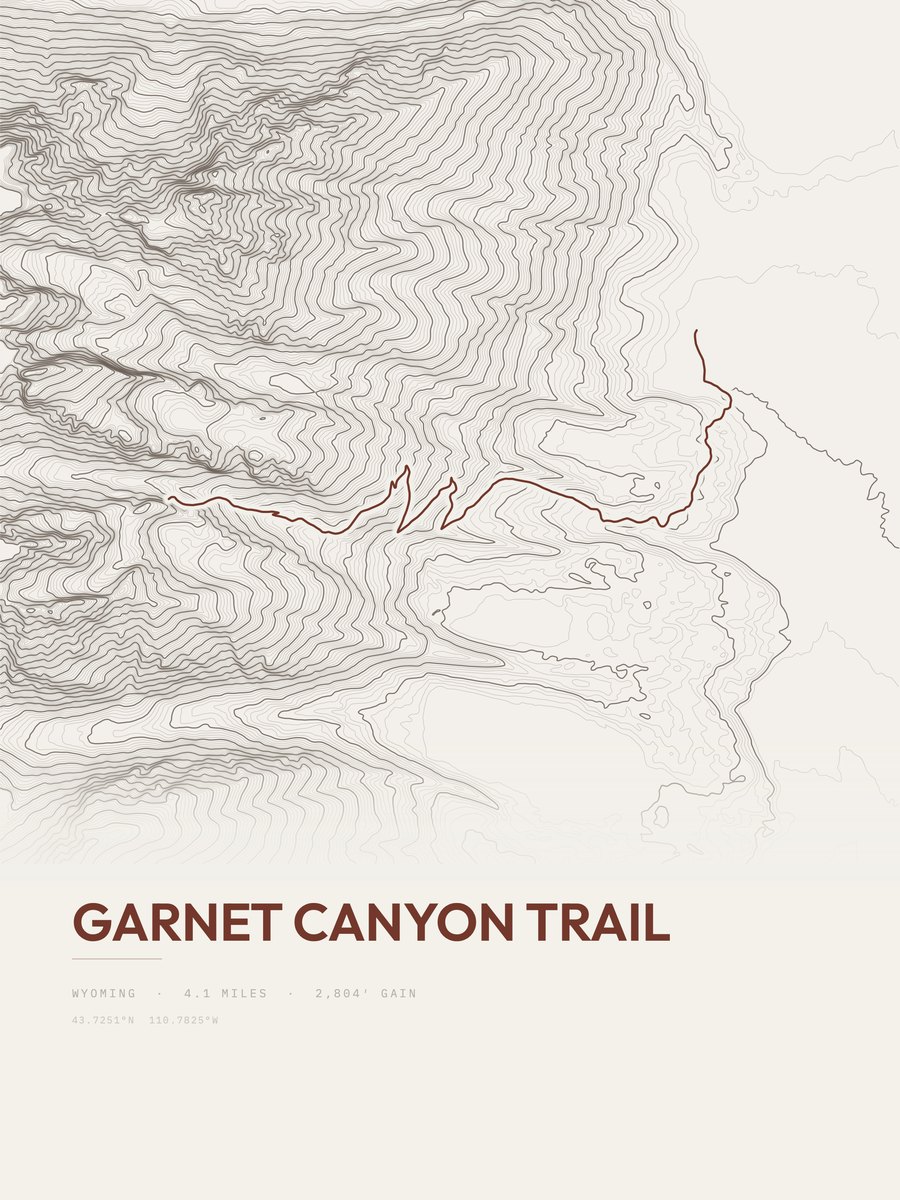 Garnet Canyon Trail topographic trail print