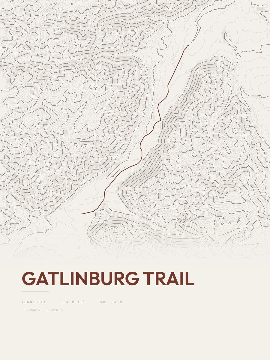 Gatlinburg Trail topographic trail print