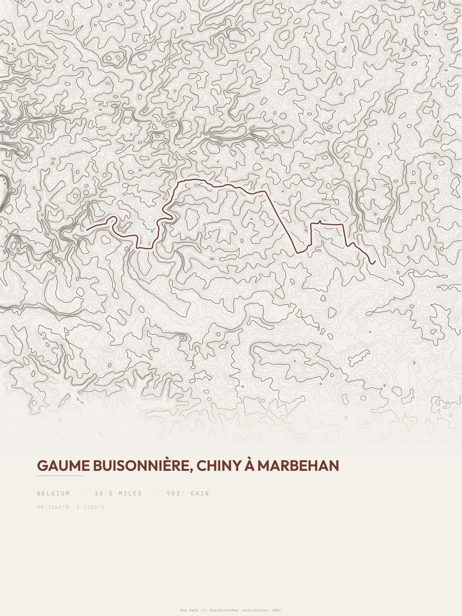 Gaume Buisonnière topographic trail print