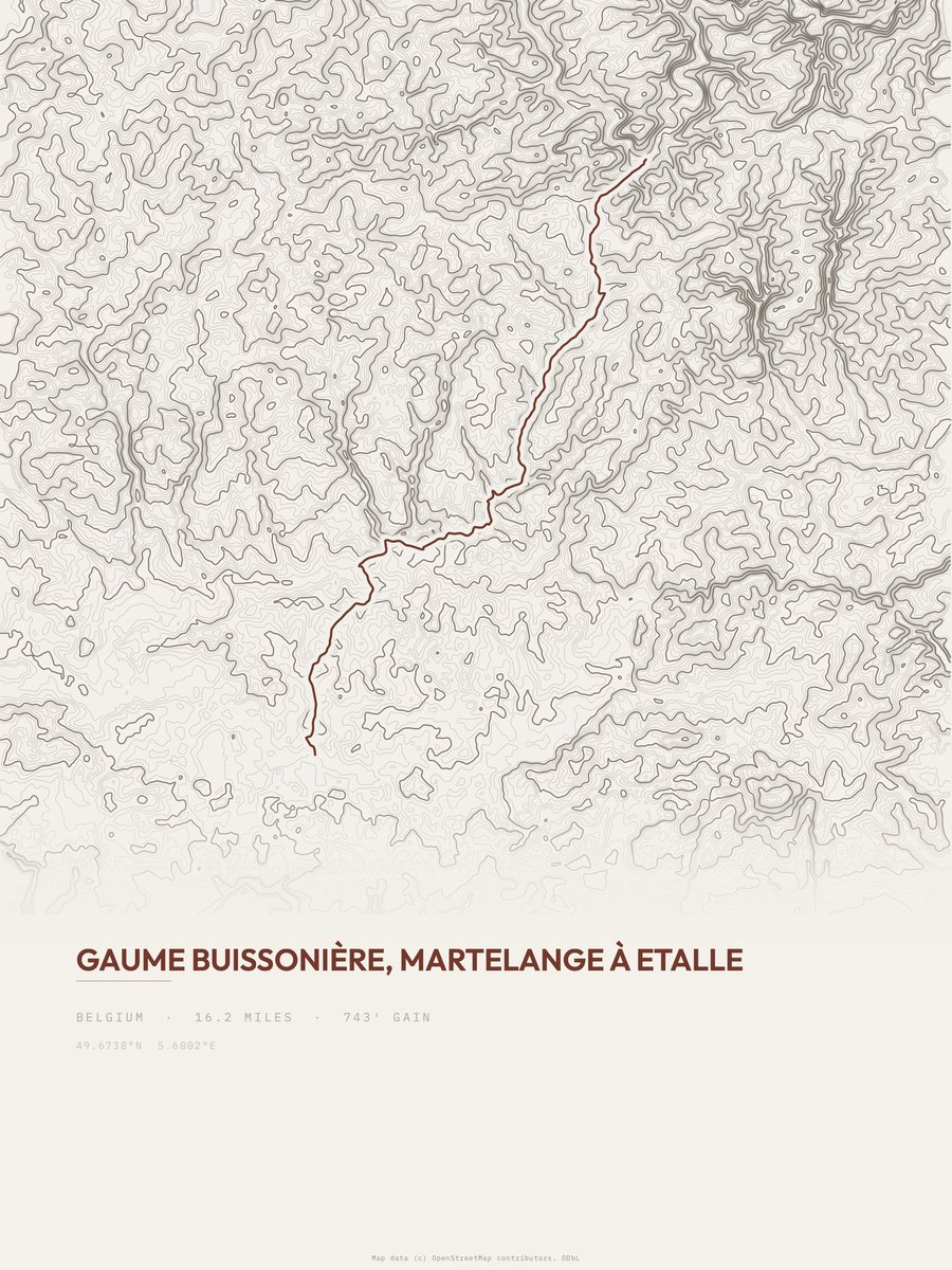 Gaume Buissonière topographic trail print