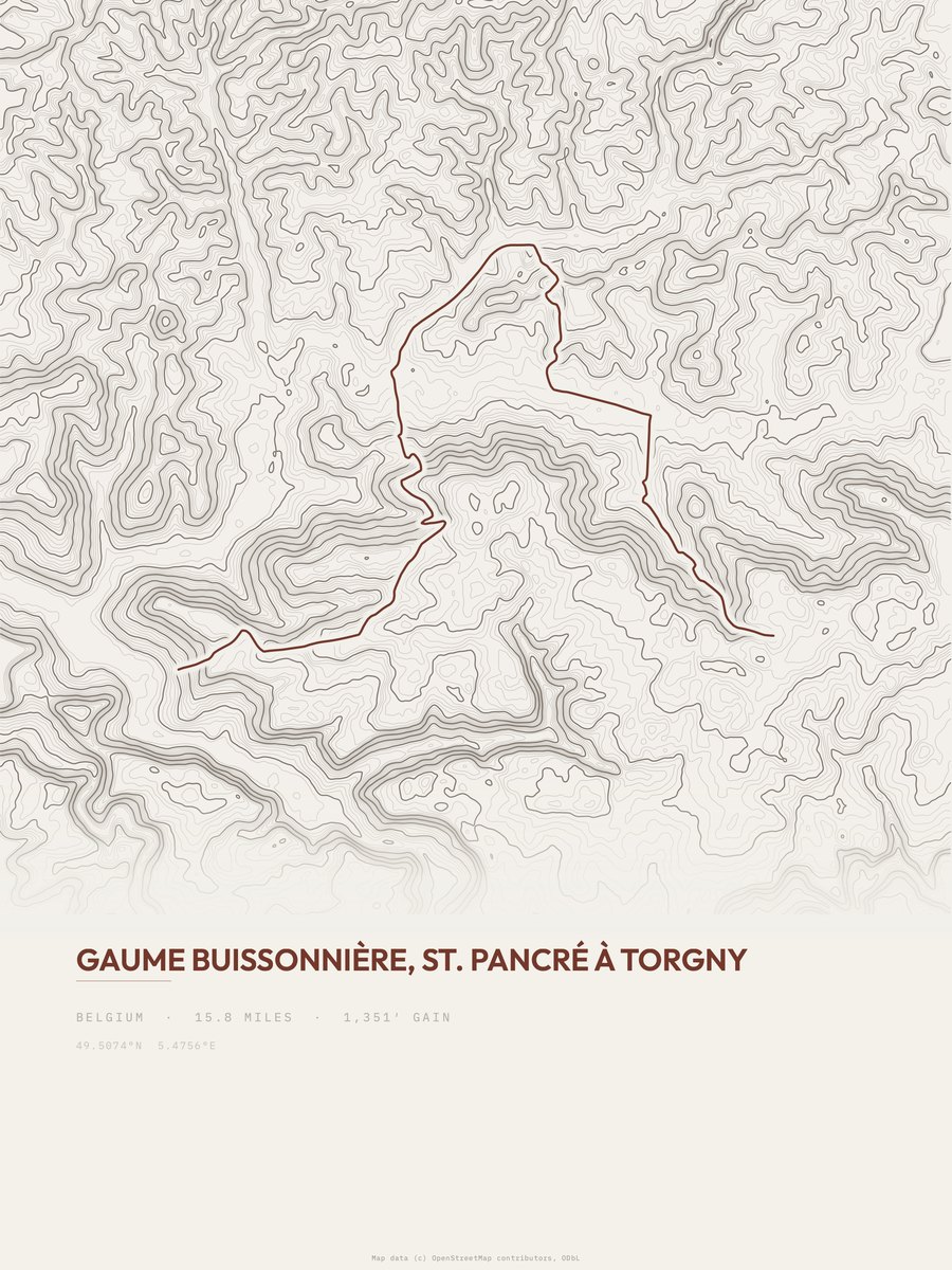 Gaume Buissonnière topographic trail print