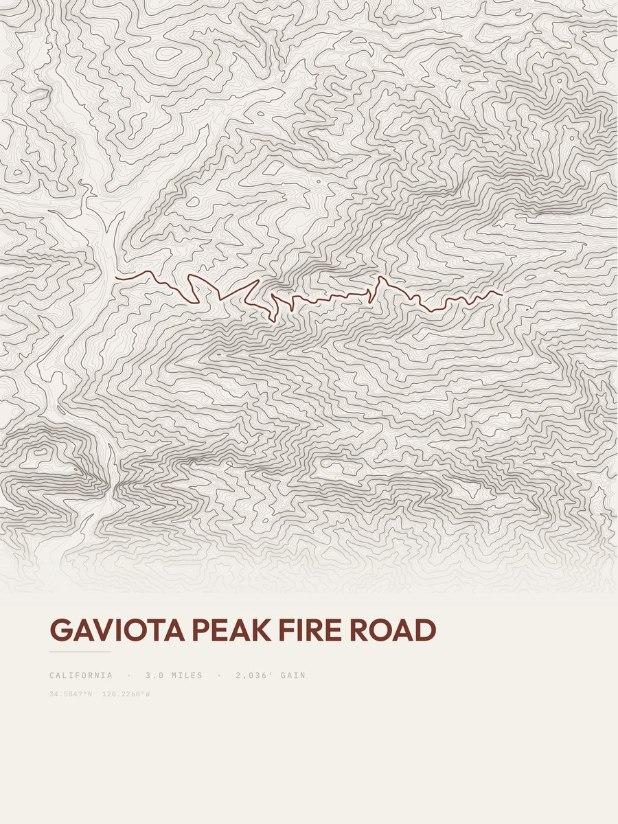 Gaviota Peak Fire Road Topographic print