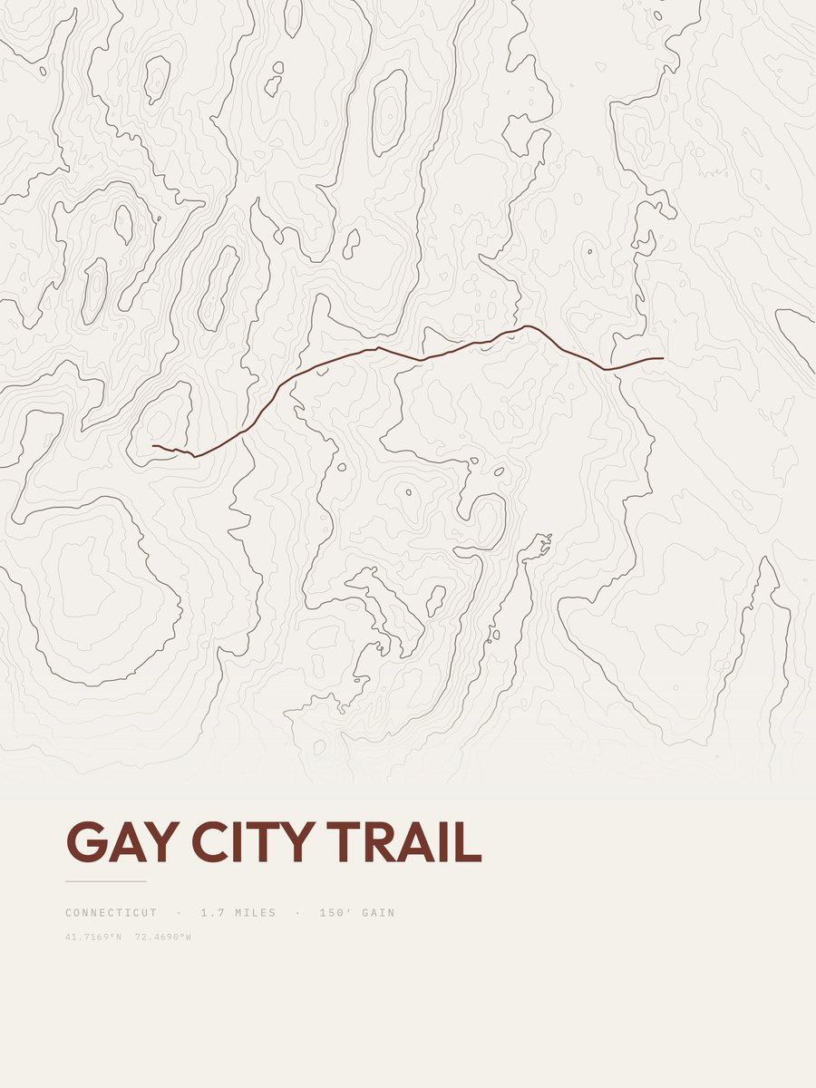 Gay City Trail topographic trail print