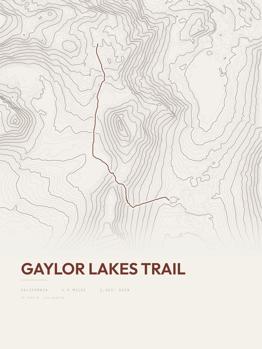 Gaylor Lakes Trail Topographic print
