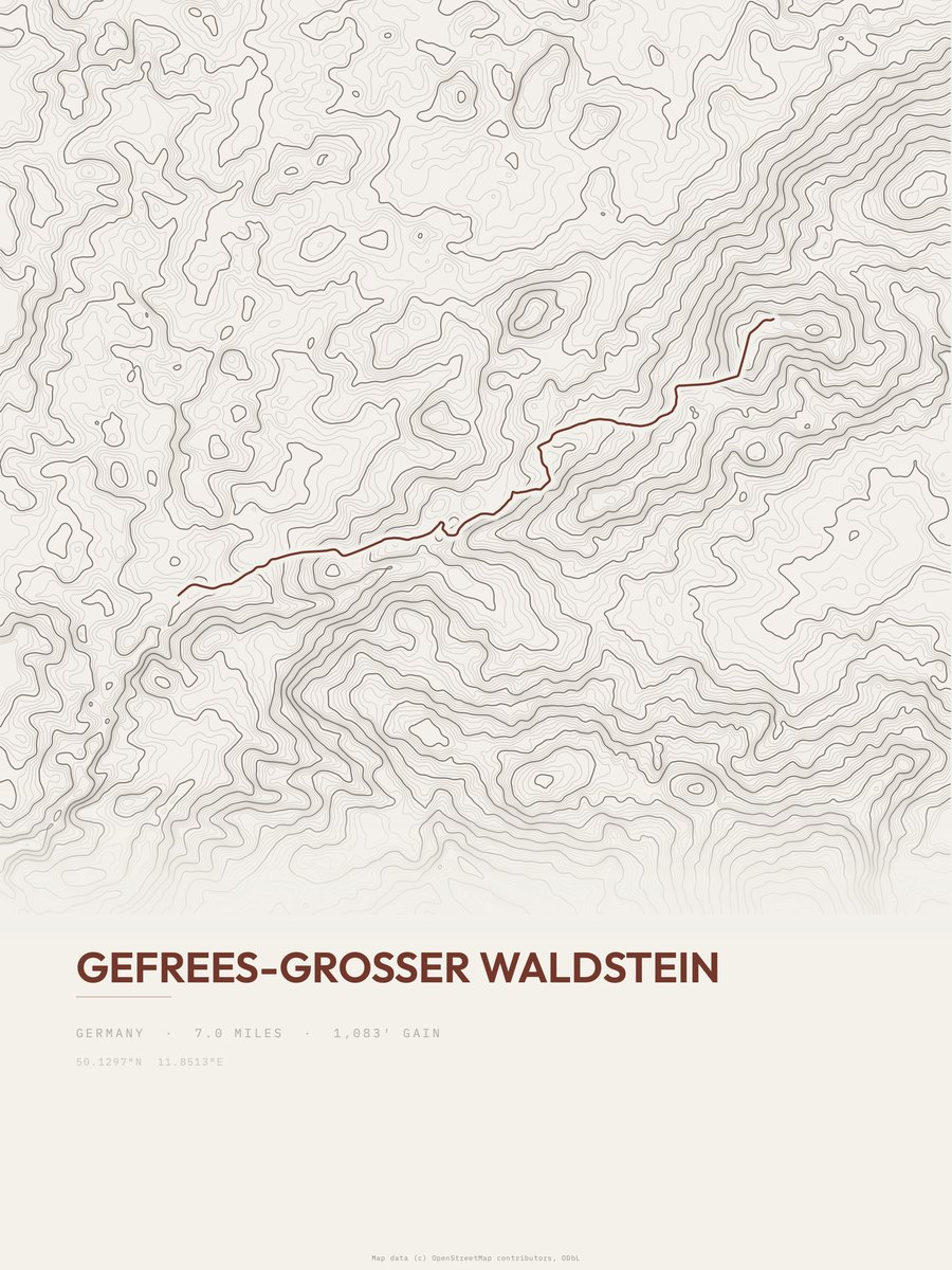 Gefrees-Großer Waldstein Topographic print