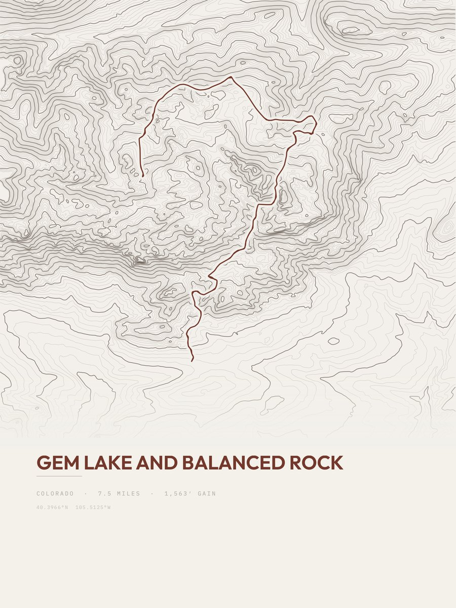 Gem Lake and Balanced Rock Topographic print