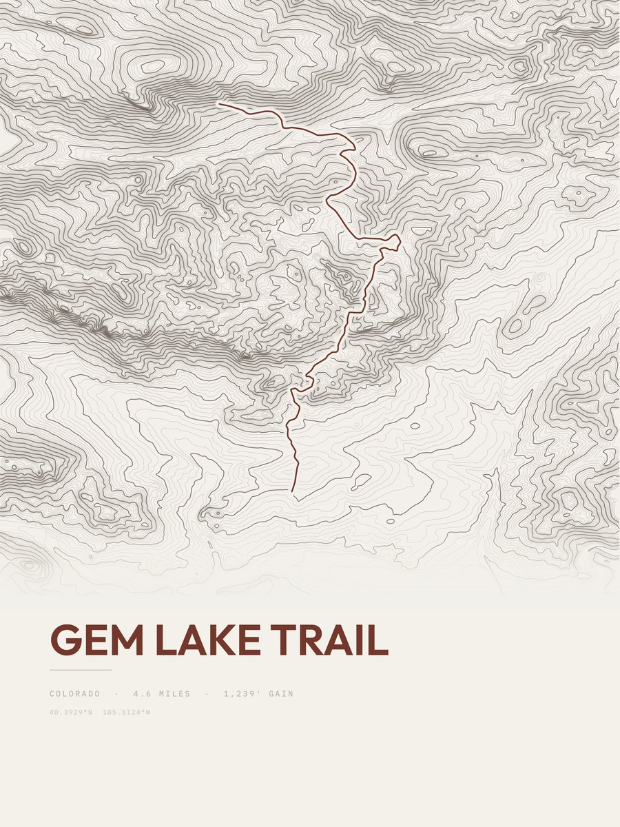 Gem Lake Trail Topographic print