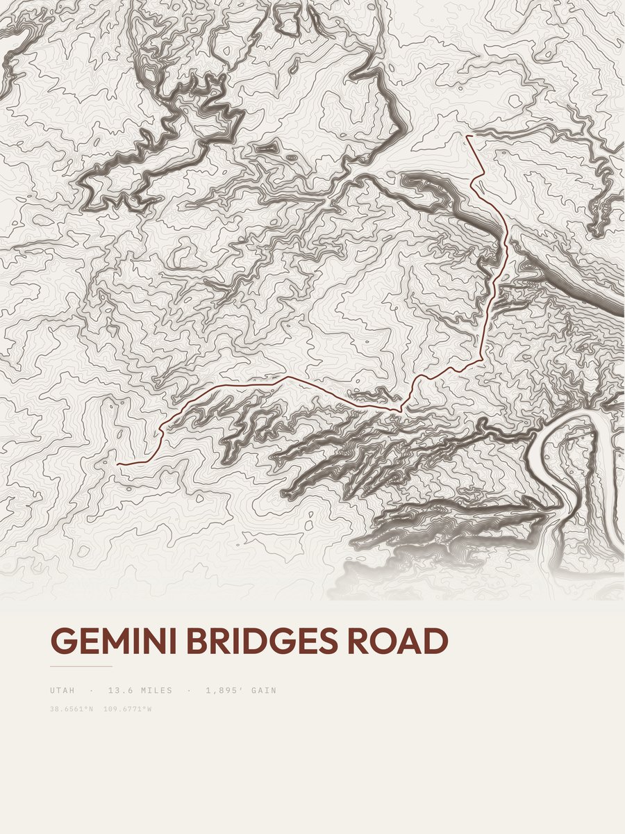 Gemini Bridges Road Topographic print