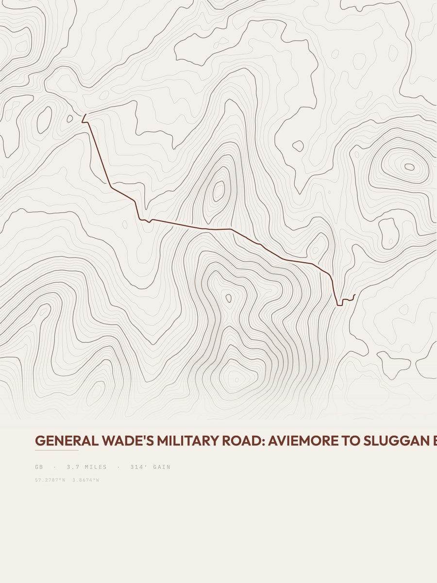General Wade's Military Road topographic trail print