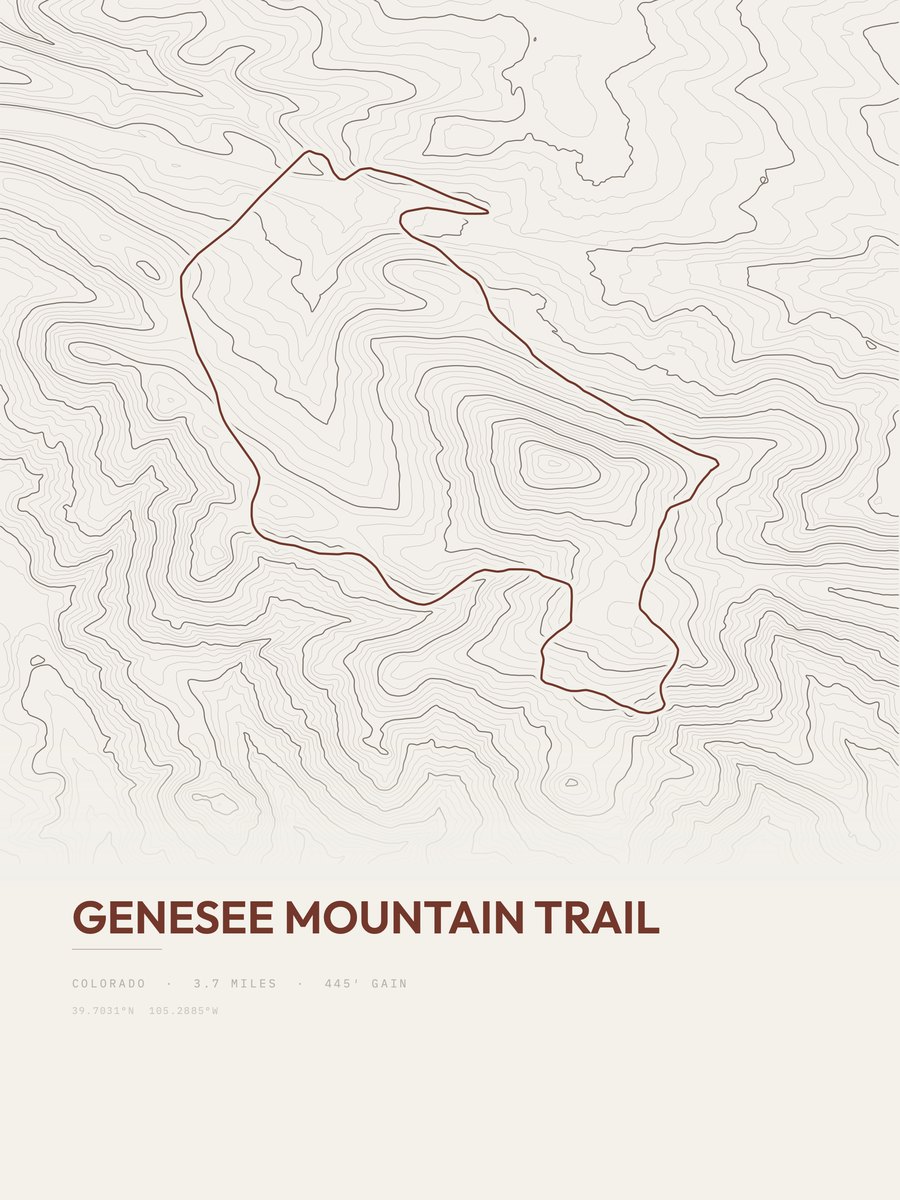 Genesee Mountain Trail topographic trail print