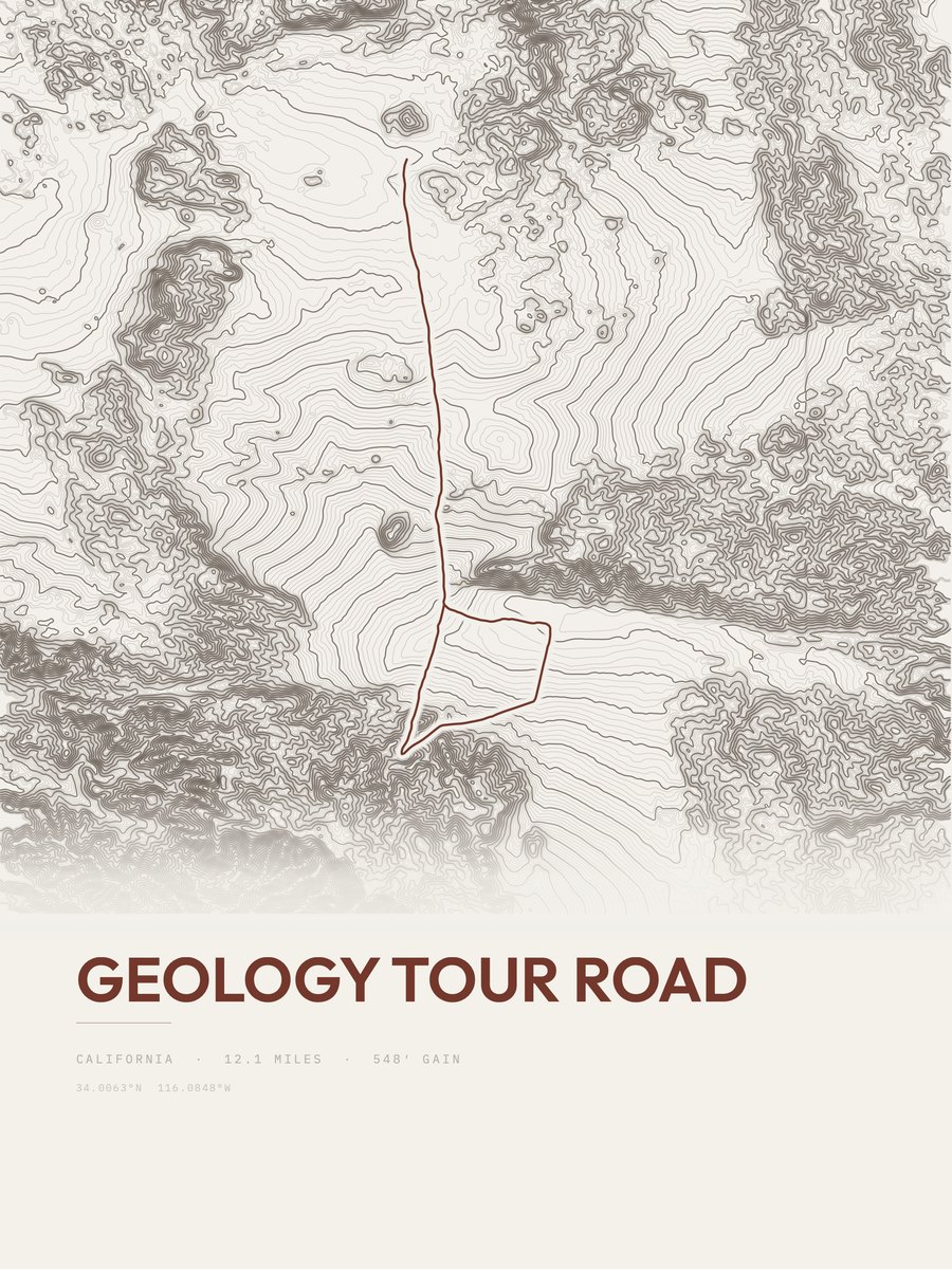 Geology Tour Road topographic trail print
