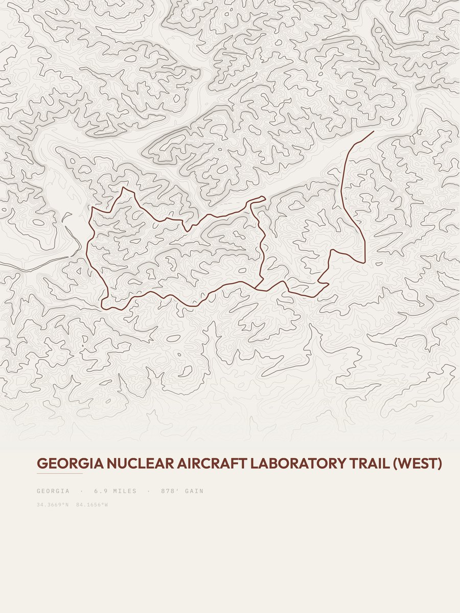 Georgia Nuclear Aircraft Laboratory Trail (West) topographic trail print