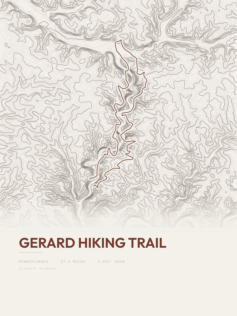 Gerard Hiking Trail topographic trail print