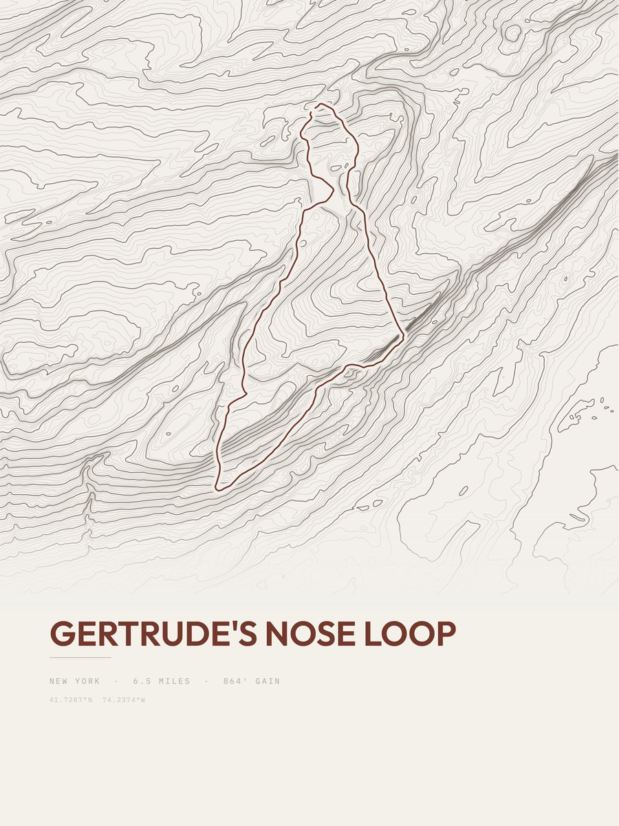 Gertrude's Nose Loop topographic trail print