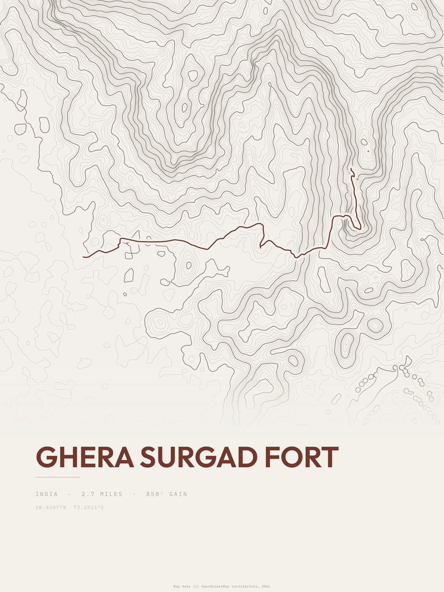 Ghera Surgad Fort Topographic print