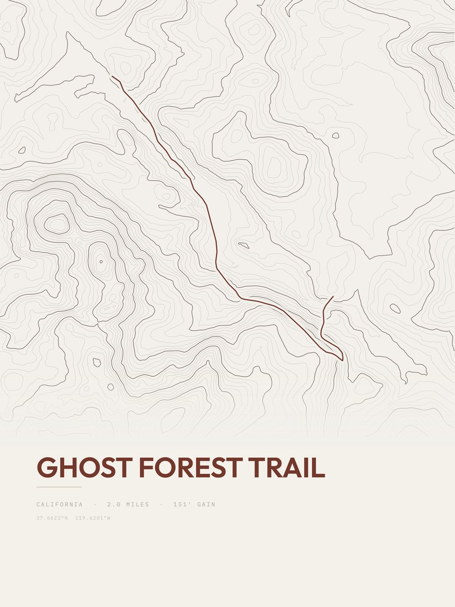 Ghost Forest Trail topographic trail print
