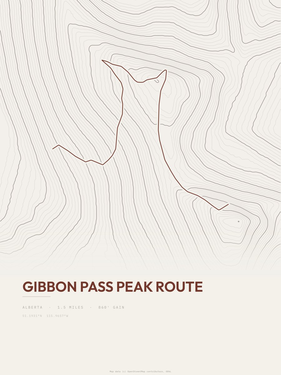 Gibbon Pass Peak Route Topographic print