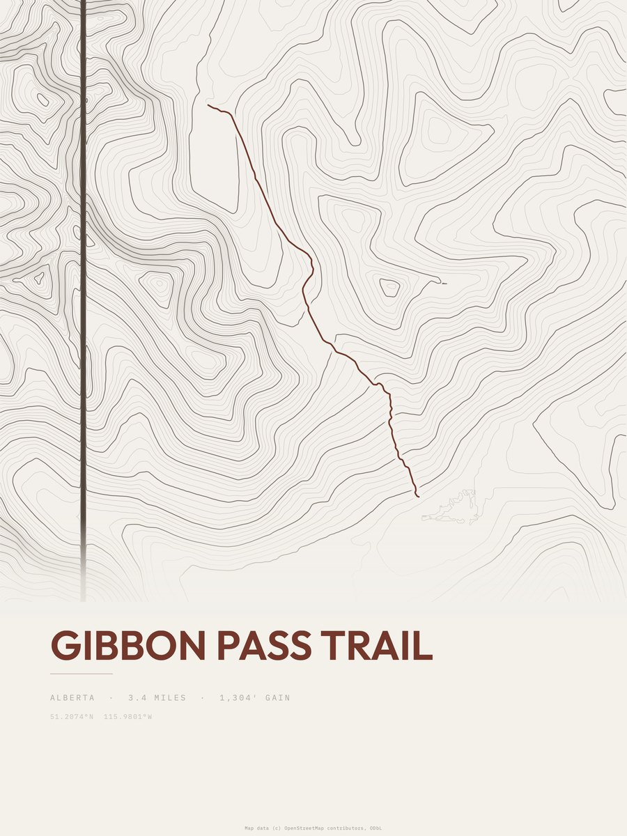 Gibbon Pass Trail Topographic print