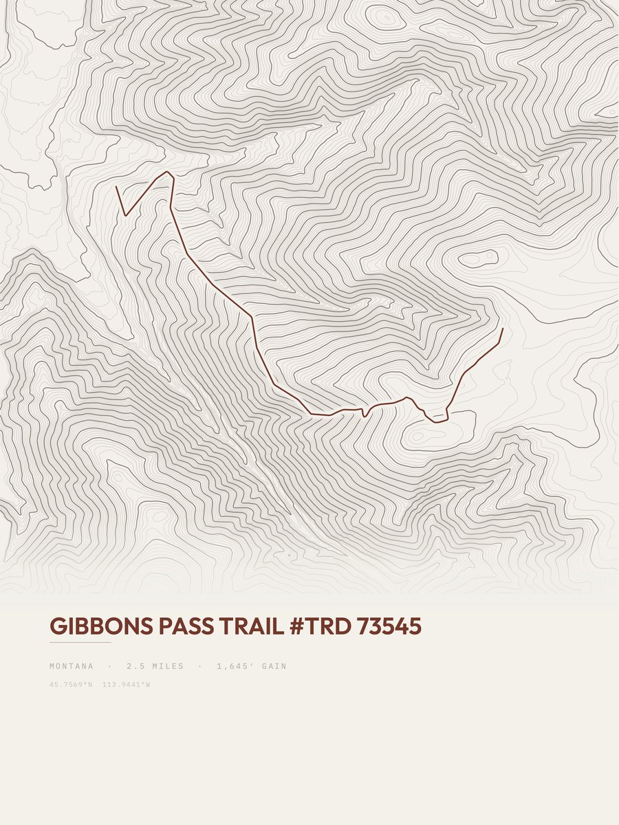 Gibbons Pass Trail Topographic print