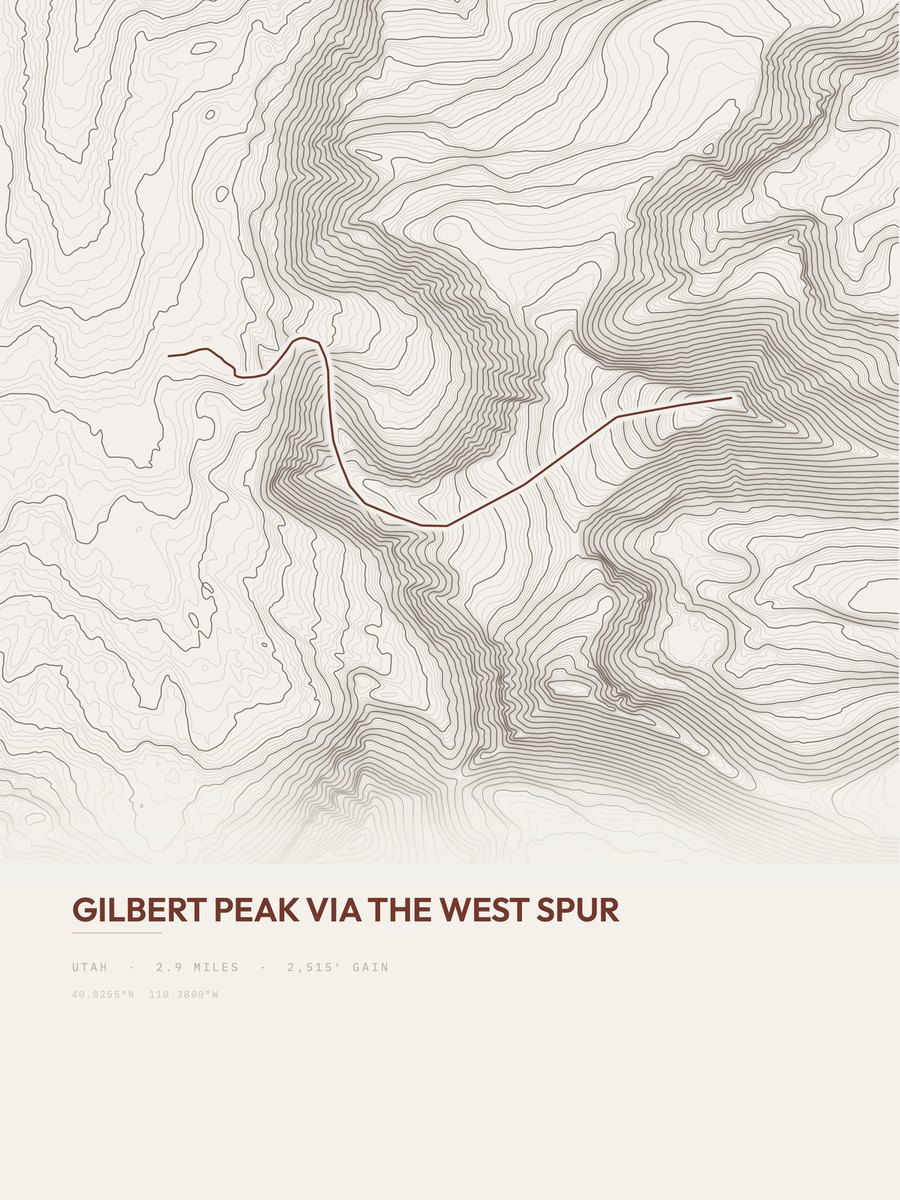 Gilbert Peak Topographic print