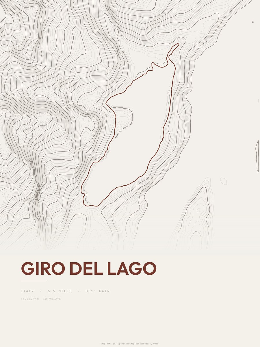 Giro del Lago topographic trail print