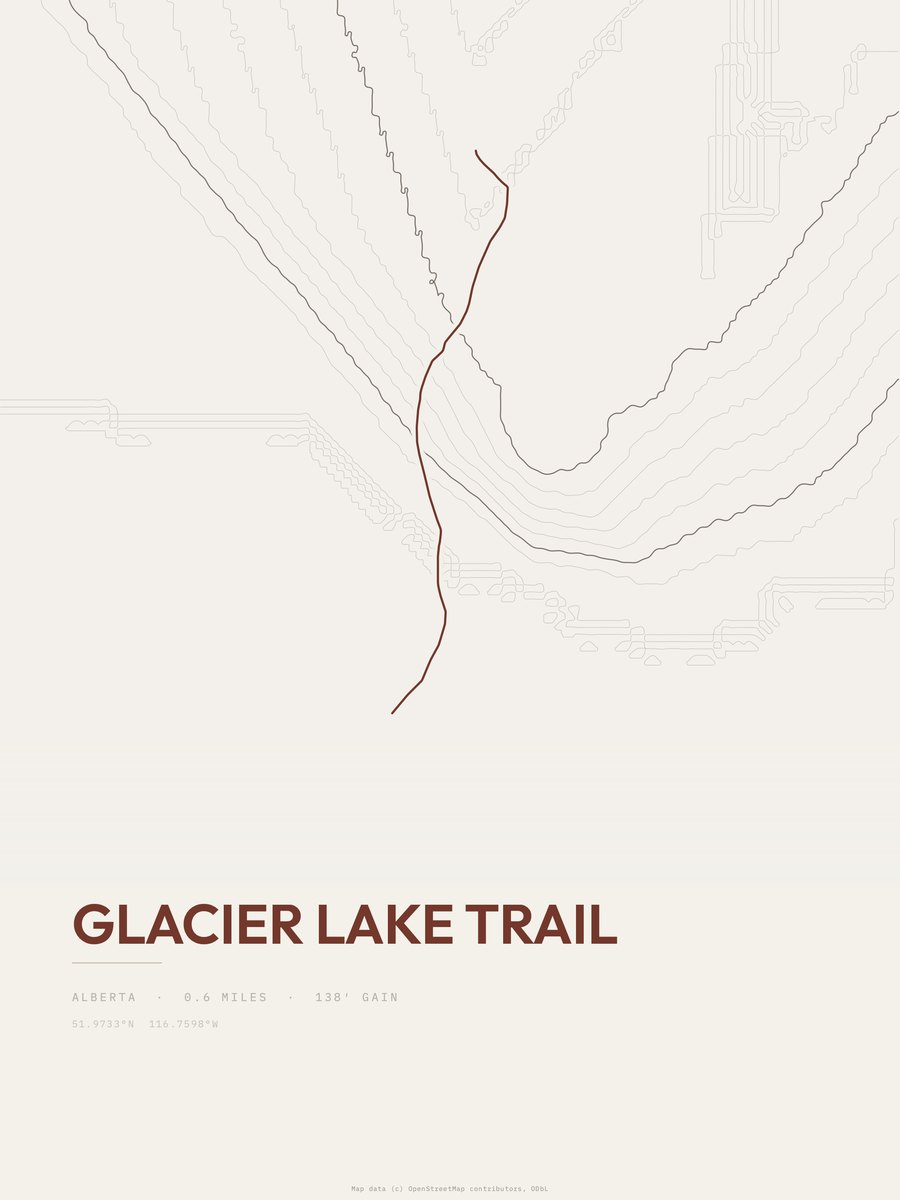 Glacier Lake Trail Topographic print