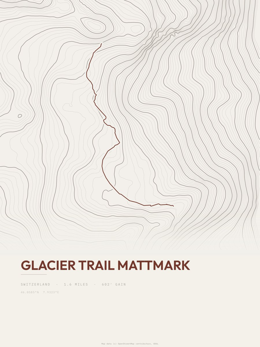 Glacier Trail Mattmark Topographic print