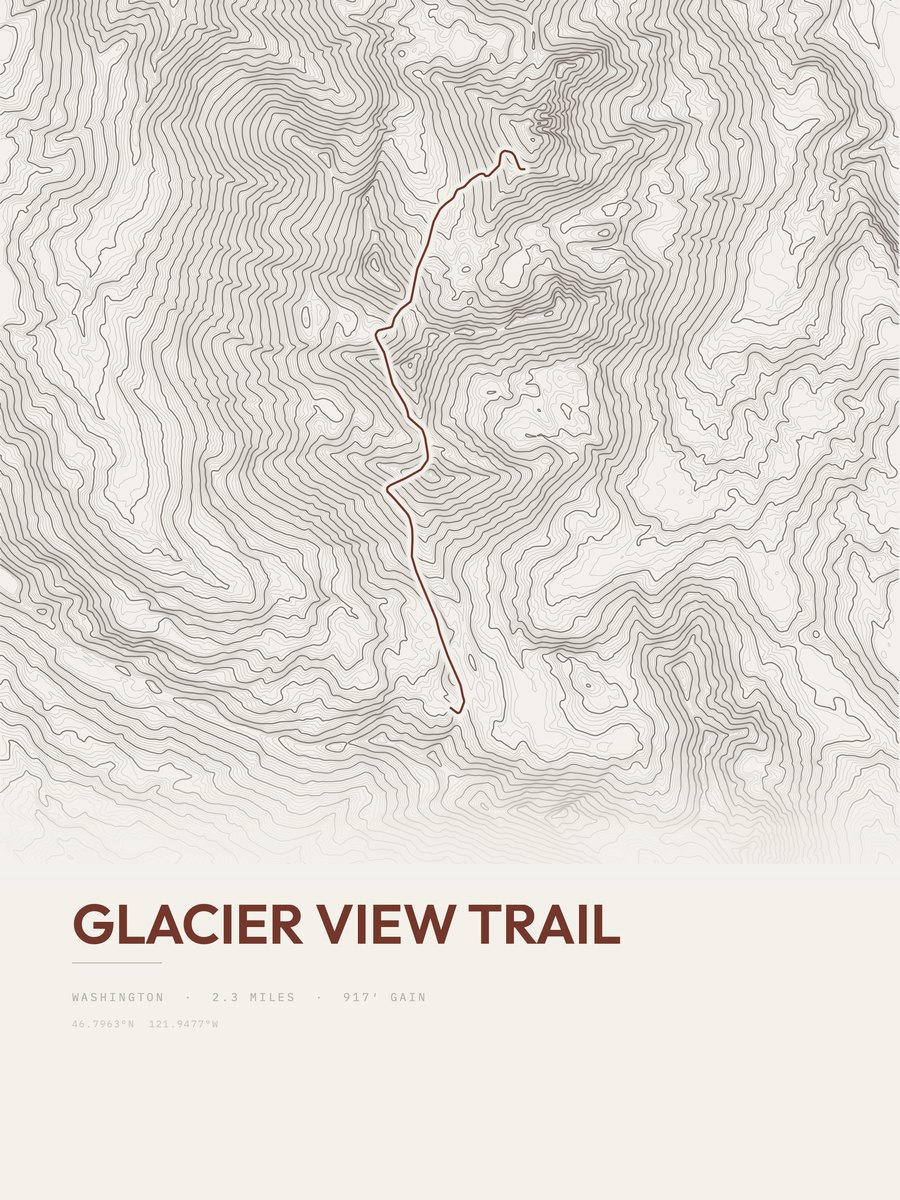 Glacier View Trail topographic trail print
