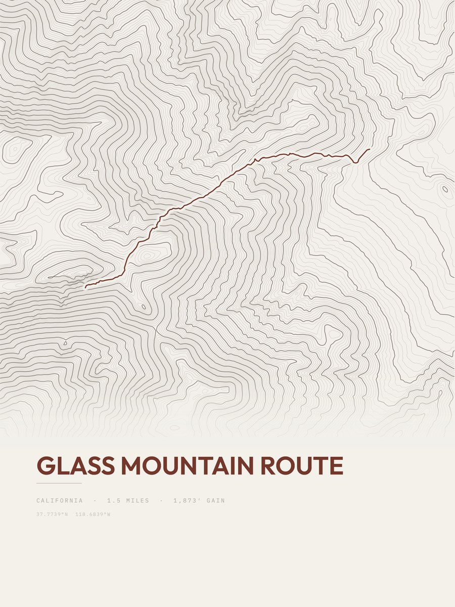 Glass Mountain Route Topographic print