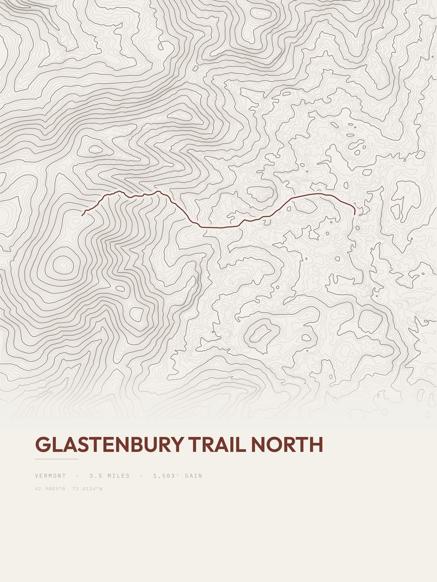 Glastenbury Trail North topographic trail print