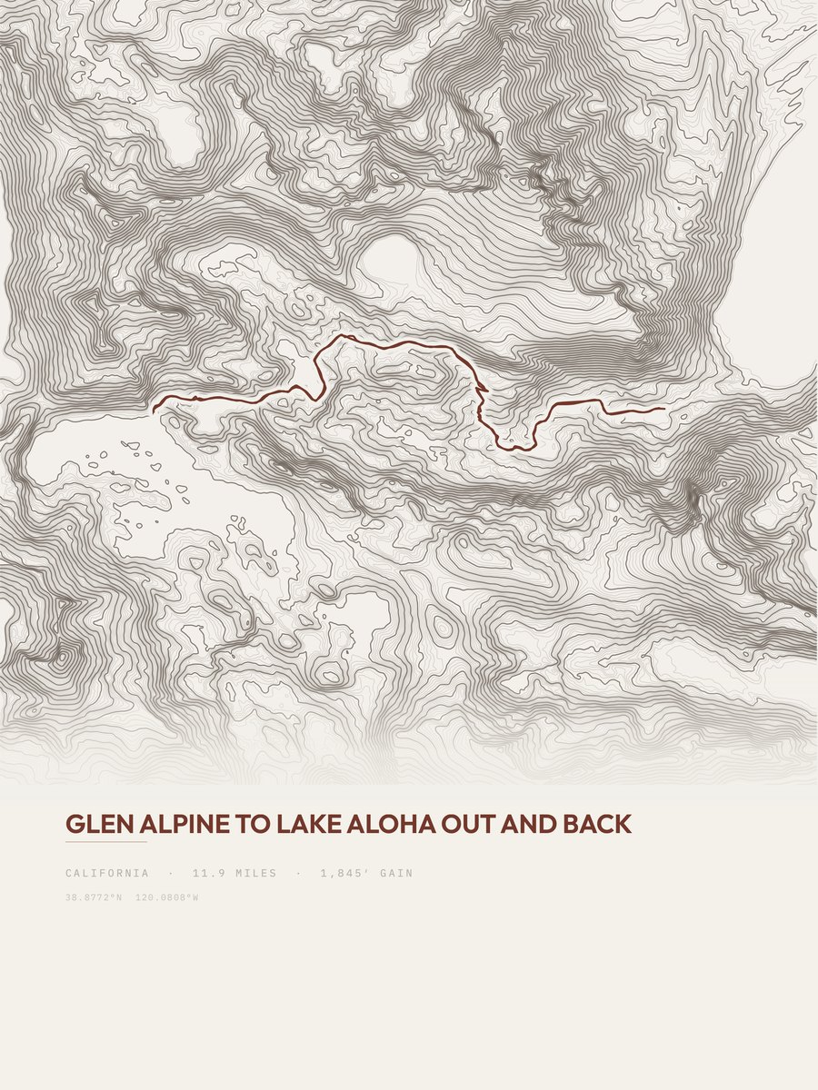 Glen Alpine to Lake Aloha Topographic print