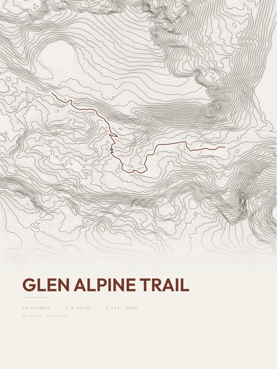 Glen Alpine Trail Topographic print