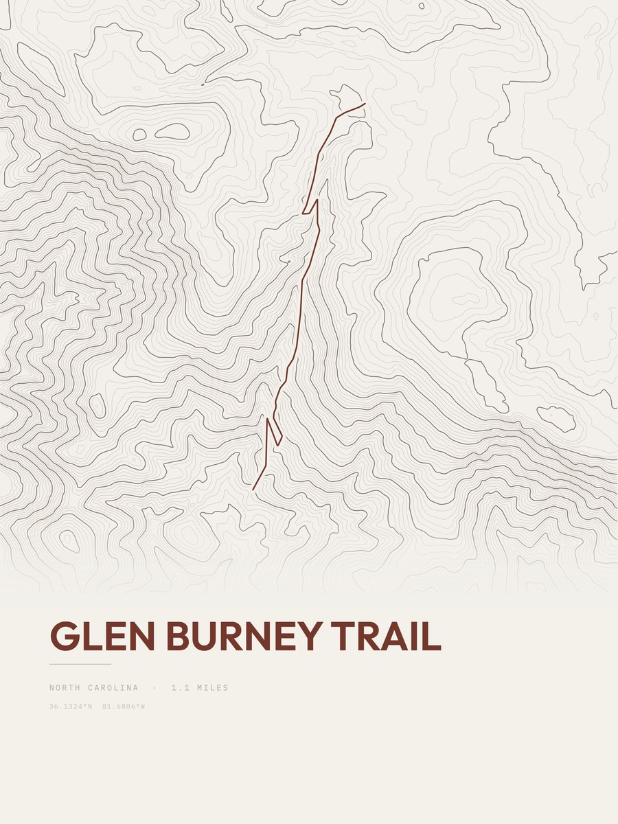 Glen Burney Trail topographic trail print