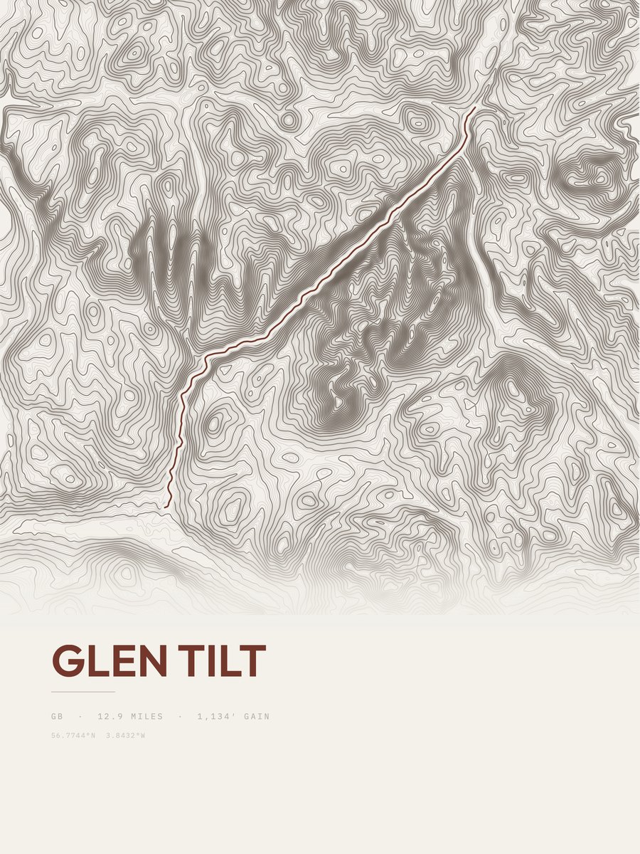 Glen Tilt topographic trail print