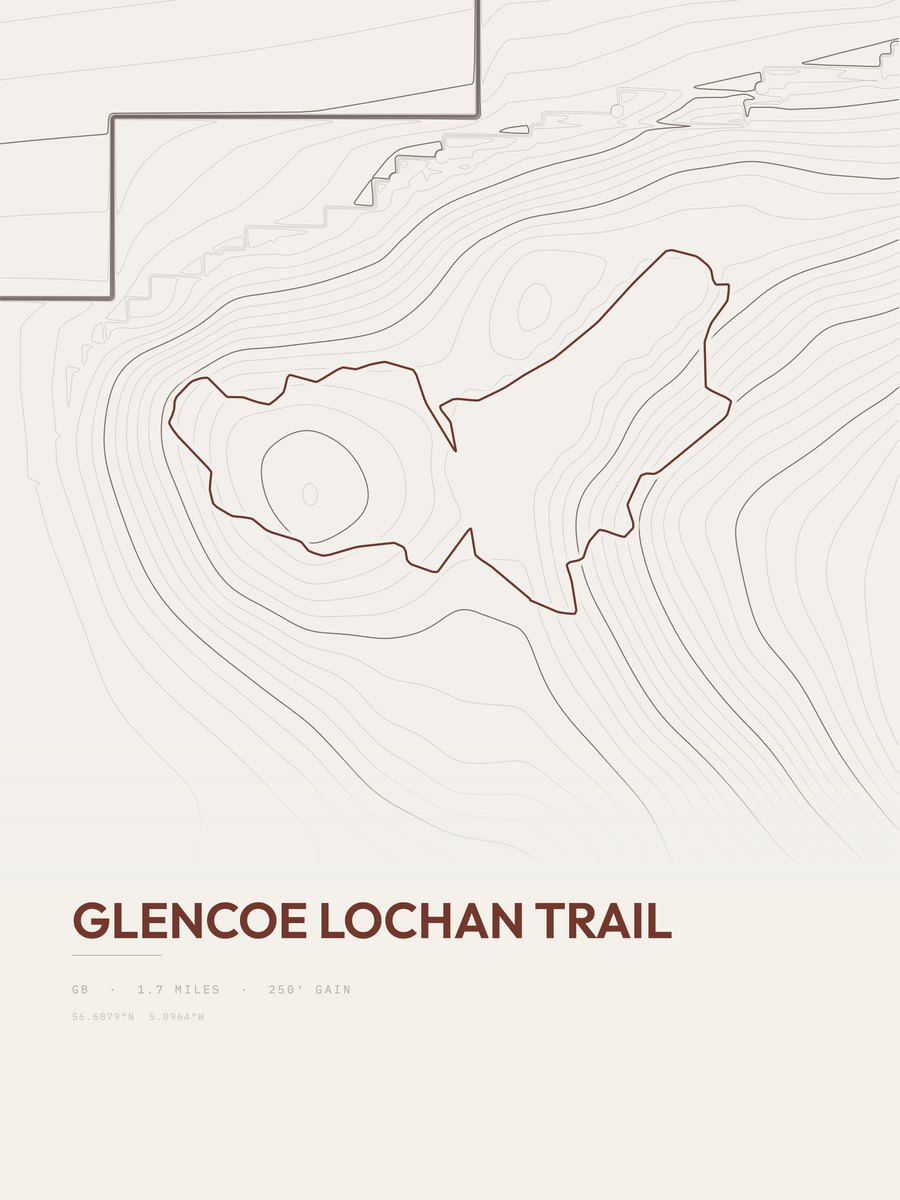 Glencoe Lochan Trail topographic trail print
