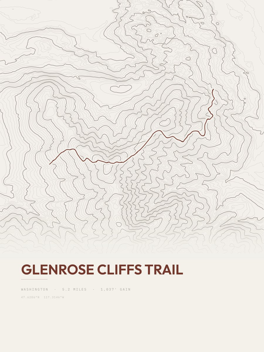 Glenrose Cliffs Trail Topographic print