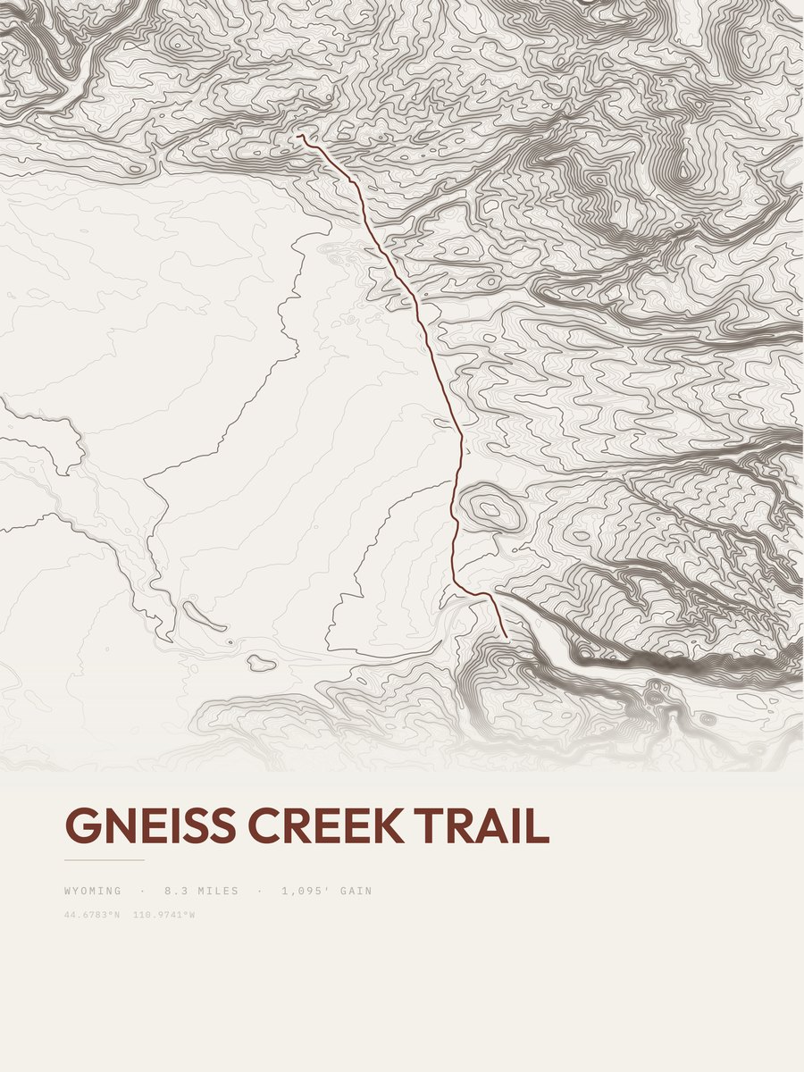 Gneiss Creek Trail Topographic print