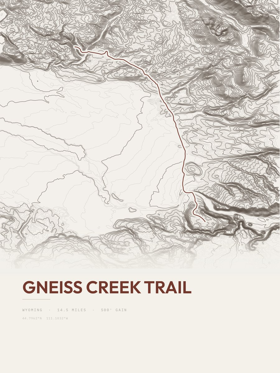 Gneiss Creek Trail Topographic print